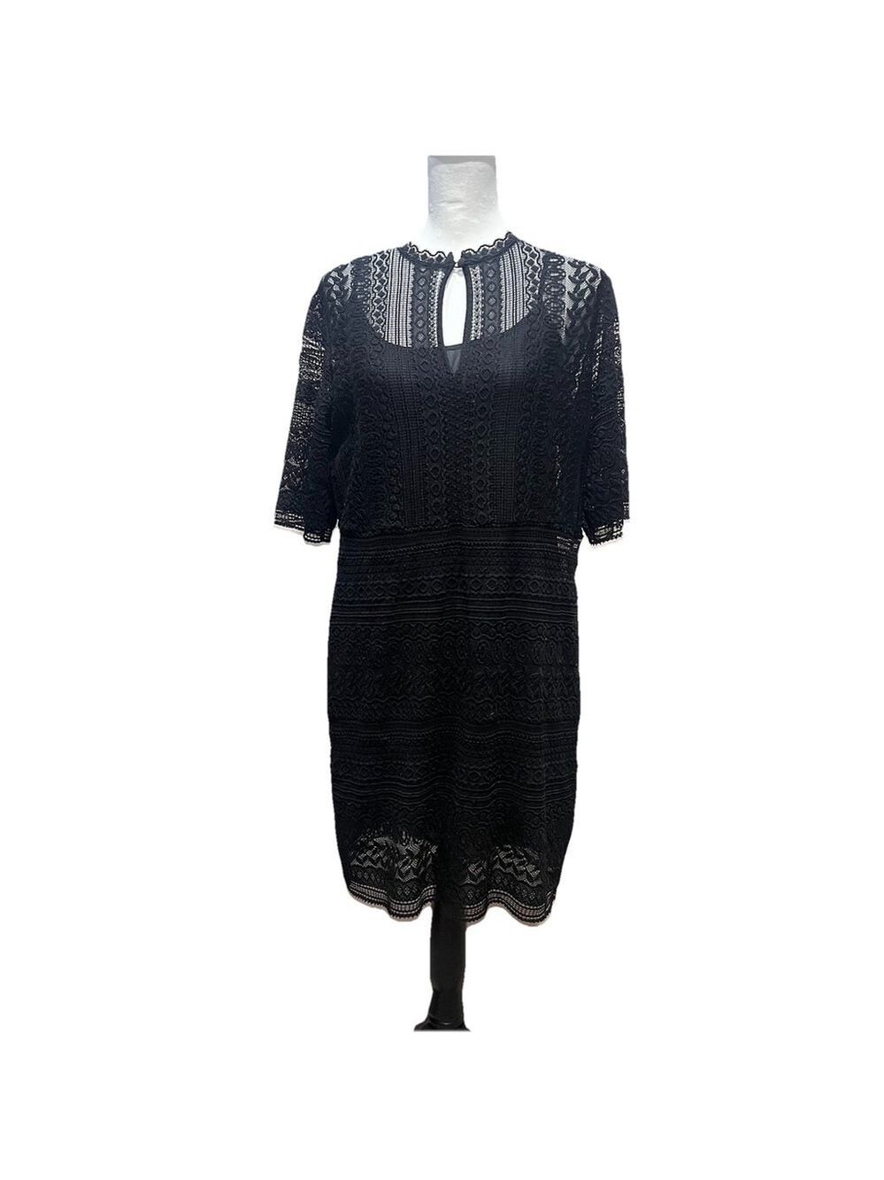 ZARA Midi Dress Large Textured Crochet Black CottageCore Embrace Whimsigoth Goth